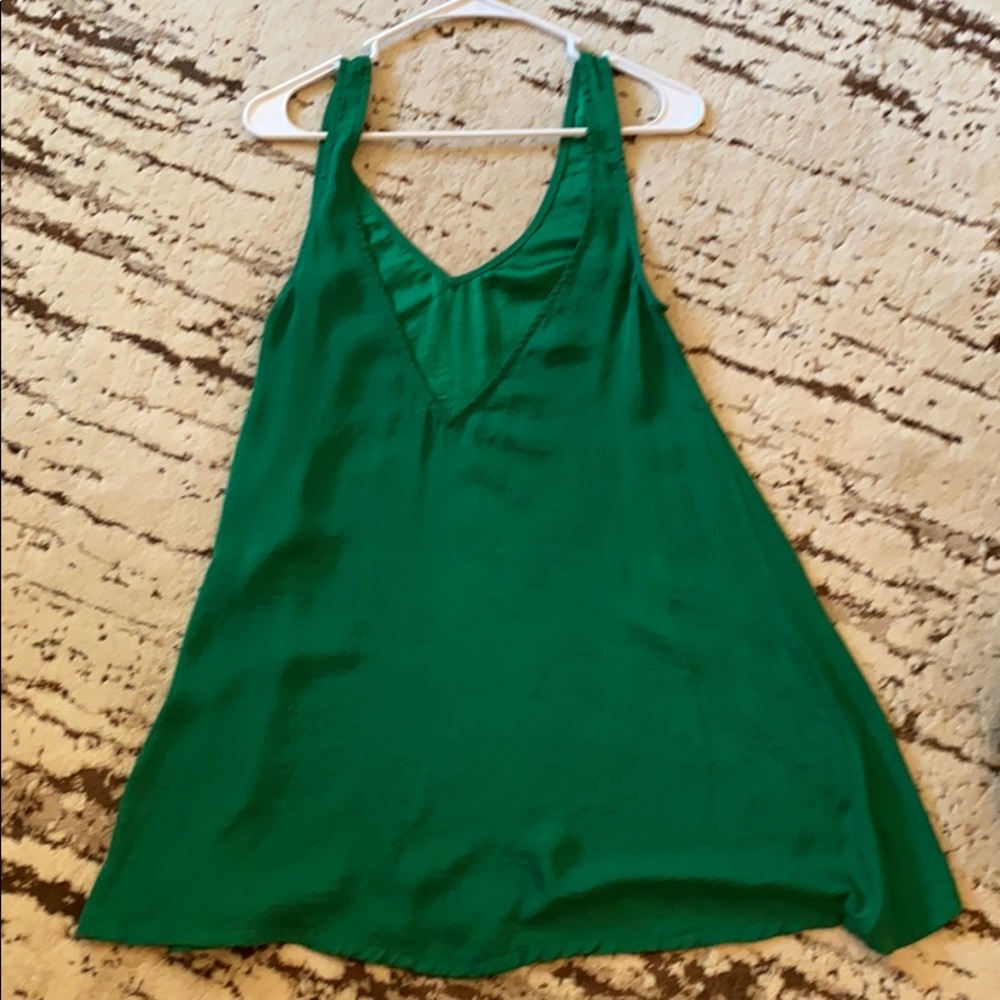 Green silk top